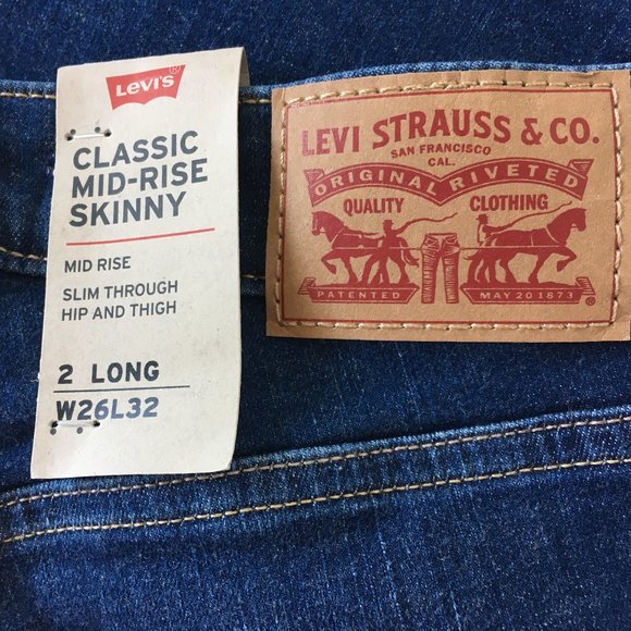 HP Levi's Women's Mid Rise Skinny Jean Size 2L 26x32 - Picture 7 of 7